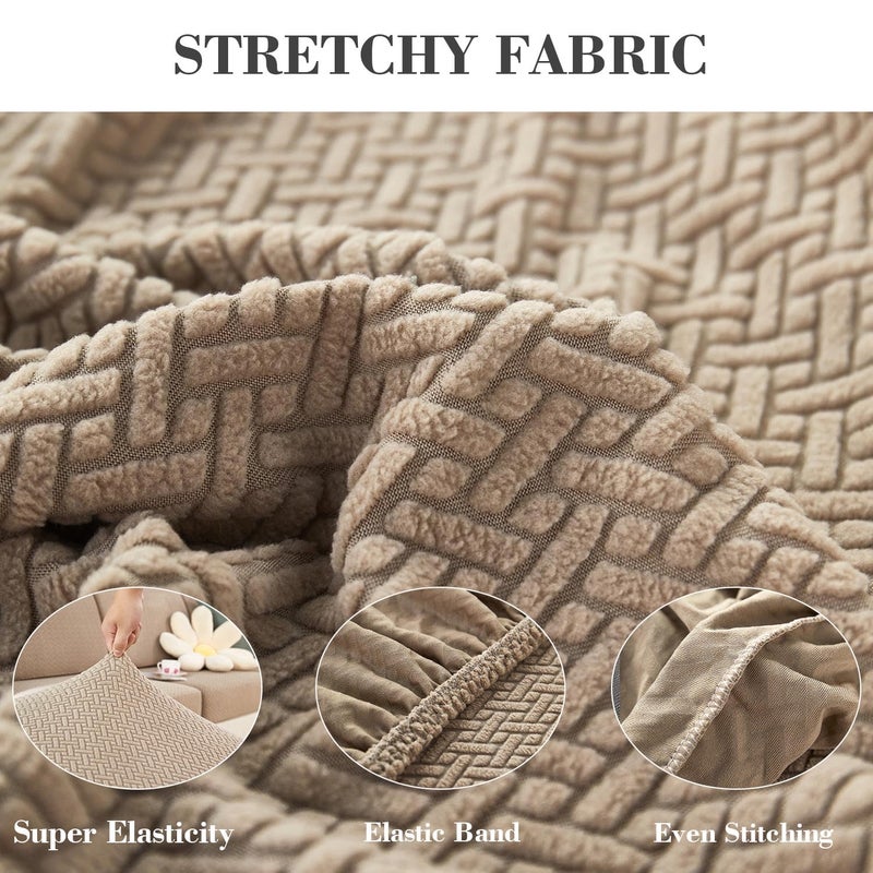 Disayu Sofa Covers Couch Covers for Sofa Pet Friendly Couch Cushion Covers Universal Sofa Covers Washable Stretch Slipcovers for Sectional Sofa (Texture Light Coffee, 2 Seats + Chaise Cover) - Image 5